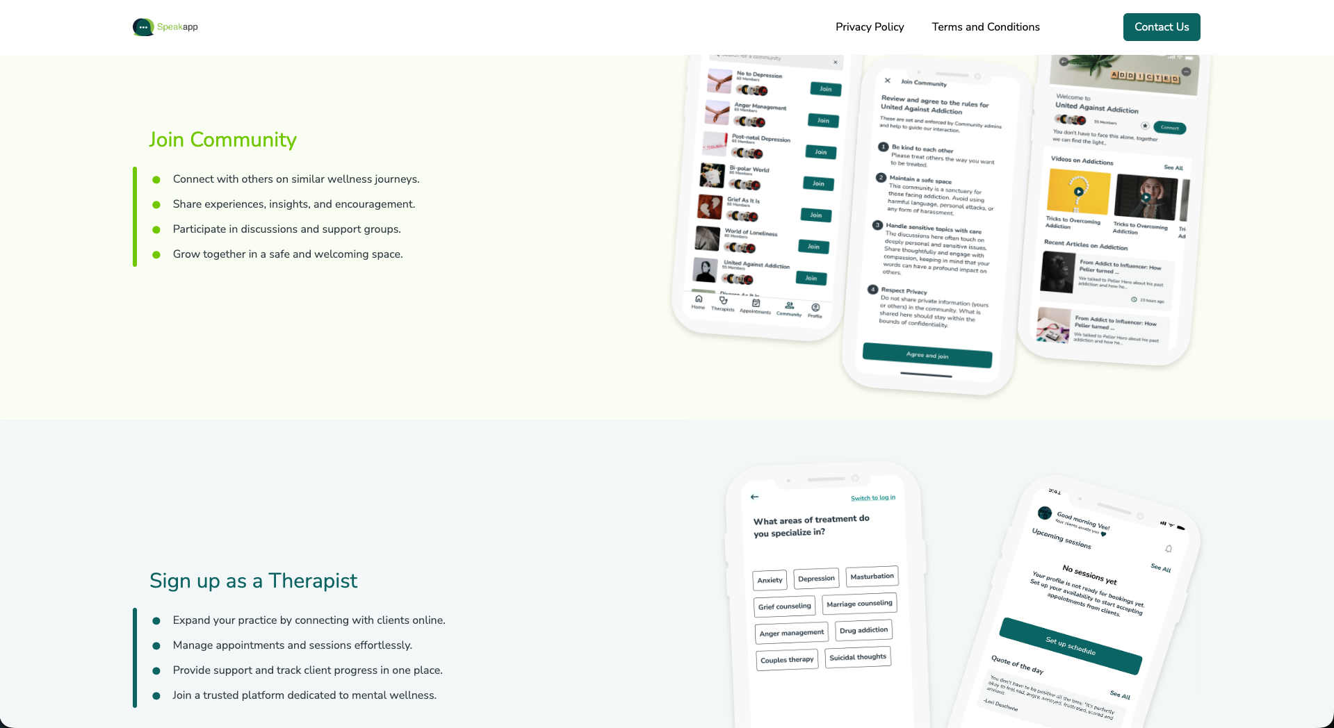 SpeakApp section